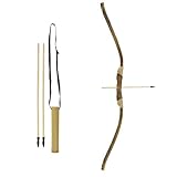 FLITZEBOGEN Bamboo Set - 40 Zoll - Kinderbogen, Anfängerbogen mit Köcher und Pfeilen, ab 7 Jahre (Set mit 3 Pfeilen)