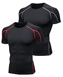 Niksa Funktionsshirt Herren Kurzarm 2 Stück Kompressionsshirt Männer Laufshirt Sportshirt mit Rundhalsausschnitt Fitness S