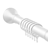 Gardinenstange Ohne Bohren, Ø33mm Verstellbare Teleskopstange Duschvorhangstange, Vorhangstange Rutschfest, Klemmstange Spannstange Türvorhangstange für Badezimmer Fenster(Weiß,40-55cm)