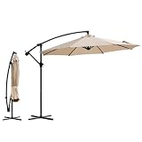 Sekey Ampelschirm Aluminium 300 cm Sonnenschirm mit Kurbel Gartenschirm Kurbelschirm mit Kurbelvorrichtung UV50+ Sonnenschutz Robust und Stabil für den Garten Taup