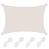 Wasserfestes Sonnensegel für Garten, Terrasse, UV-Block-Überdachung, Sonnenschutz mit Markisen für Whirlpool, Unterschlupf, Outdoor-Schattensegel, mit 4 Seilen (3 x 3 m, Off-White)