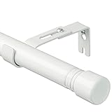 HARRMS Gardinenstange Weiß Ausziehbar, 76-238cm, Verstellbare Vorhangstange Metall, Scheibengardinenstange 1 läufig mit Halterungen und Endstücken für Schlafzimmer, W