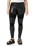 Urban Classics Damen Ladies Fake Leather Tech Yoga-Hose Leggings, Schwarz (Black 00007), W(Herstellergröße: M)