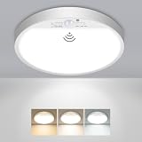 slochi Lampe Deckenlampe mit Bewegungsmelder Innen, 15W 1500LM LED Deckenleuchte mit Bewegungsmelder, 3000K/4000K/6500K Rund Sensor Licht für Flur Treppe Küche Balkon Abstellraum Keller, Ø18CM