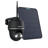 Reolink 4K Überwachungskamera Aussen Solar, 360°/140° Schwenk-/Neige WLAN Kamera Outdoor Akku mit Spotlight, Farbnachtsicht, 2,4/5GHz WiFi, KI-Erkennung, Argus PT Ultra(Schwarz) +Solarp