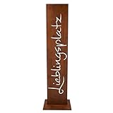 Rostikal Lieblingsplatz Schild Metall - 71 cm - Handgefertigtes Edel-Rost Metallschild aus Cortenstahl - Liebevolle Deko für Wohnzimmer, Garten, Balkon, T