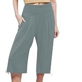 TYUIOP Weite Hose Damen Baumwolle Damen Sommer Leinenhose Casual Baumwolle Leinen Weite Hose Damen Baumwolle Stoff Hose Damen Stretch Elegant Leinenhose Damen 7/8 XXL Weitestoff H