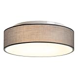 Zedelmaier Deckenlampe Stoff Rund 38cm E27x2 max.40W Deckenleuchte Grau Stoffschirm Wohnzimmer Schlafzimmer Küche Flur Kinderzimmer Lampe Decke Lamp