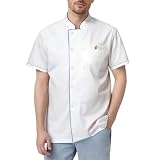 Koch Jacke Langarm Kurzarm Herren Kochjacke Bäckerjacke weiß Kochkleidung mit knöpfen Küchebekleidung Hemd für Köche Kochanzug Atmungsaktive Kochmantel Hospitality U
