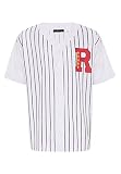 Baseballshirt Trikot gestreift T-Shirt Hemd Weiß-Schwarz XL