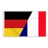 Große 90×150 CM Deutschland Frankreich Flagge, großes 150D Deutsch Frankreich Freundschafts banner,Strapazierfähige Deutschlandfahne Doube-Seitendruck Dekor Messingösen large F