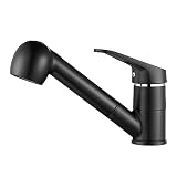 Auralum Küchenarmatur Ausziehbar Schwarz, Spültischarmatur mit 360° Drehbar, Spülbrause Küchenarmatur Spültisch Armatur Ausziehbar Spültischarmatur mit B
