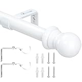 HARRMS Gardinenstange Ausziehbar, 76-110cm, Gardienenstangenset Weiß 1 läufig, Verstellbare Vorhangstange Metall Edelstahl mit rundem Endstück für Schlafzimmer, Wohnzimmer,