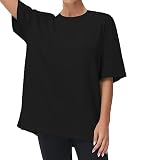 THE GYM PEOPLE Damen Kurzärmeliges mit Rundhalsausschnitt Übergroße T-Shirts Basic Baumwolle S