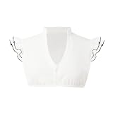 Dirndlbluse Weiß, Dirndl Bluse Damen Flügelärmel V Ausschnitt Trachtenbluse Modern Stehkragen Flügelbluse Dirndlblusen Oktoberfest Bluse Dirndl Oberteil Bierbekleidung für Karneval B