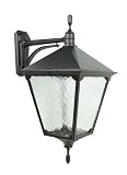 Licht-Erlebnisse Außenleuchte Wand Glas Aluminium Schwarz IP43 Garten Balkon Terrasse Eingang H:72 cm E27 bis 100 W nostalgische Laterne Wandlampe Outdoor DILSEN