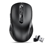 Lveheay Kabellose Computer Maus mit BT5.0 und USB-A & USB-C 2in1 Dualer Empfänger, Bluetooth-Maus Leise, wiederaufladbar- kompatibel mit TypeC und USB-Port-Geräten/MacBook Pro/Air/iPad/Laptop,schw