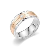 Edelstahl Ring Damen Rosegold, Eheringe 8mm Mattiertes Finish mit Zirkonia Herren Schmuck für Geburtstag Größe 62 (19.7)