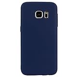 cuzz Schutzhülle für Samsung Galaxy S6 Edge (5,1 Zoll) + (1 Stück Displayschutzfolie aus Hartglas), einfarbig, Premium, flexibel, Silikon, TPU, dünn, ultradünn, rutschfest, Dunkelb