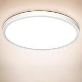 Deckenlampe LED Deckenleuchte Flach Rund, Ø223mm, Ultra Dünn Lampe Decke Flurlampe 18W Weiß 4000K 1600LM Modern IP44 Badlampe Badezimmerlampe für Wohnzimmer Schlafzimmer Balkon Bad Flur Keller Kü