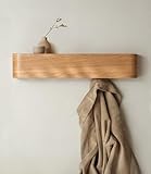 Kazai. Wandgarderobe 'Toke' | Moderne Design-Garderobe mit verdeckten Wandhaken | Garderobenpaneel aus Massivem Echtholz-Furnier | E