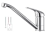 Niederdruck Armatur Küche, WOOHSE Küchenarmatur Niederdruck aus Messing, 360° Drehbar Wasserhahn Küche Mischbatterie Spültischarmatur Einhebelmischer Niederdruckarmatur für Boiler (mit 3 Anschlüssen)