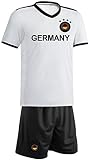 Blackshirt Company Deutschland Kinder Trikot Set Fußball WM EM Fan Zweiteiler Weiß Schwarz Größe 92-98