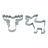 BekkiB - 2er Set Ausstecher 'Elch' - Elch und Elchkopf ca. 6,5 cm lang - Spülmaschinengeeignete Ausstechformen aus Edelstahl - Zum Backen von Plätzchen - 8805492