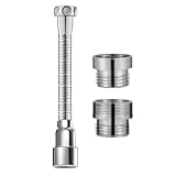 CRLLDPM 1 Stück Wasserhahn Verlängerung, 20cm Wasserhahn Verlängerung Spritzkopf, Küchenarmatur, Mit 2pcs Wasserhahn Adapter, Metall Wasserhahnadapter, Für Küchen, Bädern, Bars und T