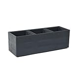 Kreher® XL Pflanzkasten Pflanzkübel Übertopf 'Karo' in verschiedenen Größen. Tolle Holz Optik in Anthrazit! Aus robustem, recyceltem Kunststoff. (1, 90x30x30 cm)