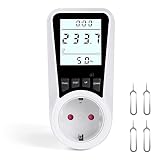 Flintronic Strommessgerät, Stromzähler für Steckdose, 16A Stromzähler Energiekostenmessgerät, Strommessgerät Steckdose, Leistungsmesser Messgerät mit Größer LCD Bildschirm, Überlastsicherung 3680W