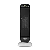 De'Longhi Turm-Keramik-Heizlüfter, Schnellheizung mit 2 Leistungsstufen, Fernbedienung, 24h-Timer, Eco-Funktion, Sicherheitsthermostat, Griff Hinten, 2000W, HFX25S20, Weiß/Schw