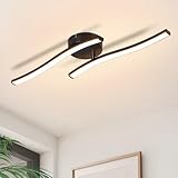 Homefire LED Deckenlampe Küche Deckenleuchte: Modern Schlafzimmerlampe Schwarz 12W Wohnzimmerlampe 3000K Wellen Design Küchenlampe Innen Warmweiß Deckenbeleuchtung für Schlafzimmer Flur Bü