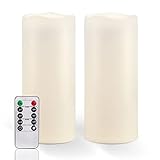 Homemory 24,2 cm X 10 cm Große LED Kerzen, Wasserdicht Outdoor mit Fernbedienung Timer Funktion LED-Stumpenkerzen, Elektrische, Flammenlose Stabkerzen, Langlebig, 2er-S