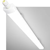 GeyouLux LED Feuchtraumleuchte 90cm, 30W 3780lm 5000k Kaltlweiß IP65 Wannenleuchte, Feuchtraumlampe mit Erdungsdraht, 144 LEDs Flickerfrei LED Röhre Deckenleuchte für Garage Werkstatt Keller, Weiß