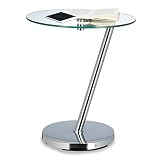 Relaxdays Glas u. Chrom, runder Beistelltisch f. Kaffee Tee, Ablage f. Garten HxBxT: 52 x 45 x 45 cm, silber Kaffeetisch Edge, Metall, 45 x 45 x 52