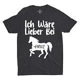 LEVY PAW personalisiertes süßes Pferde-T-Shirt - Ich wäre Lieber bei Meinem Pferd - Lustige Pferdemama/Pferdepapa-Shirts - Pferde-Shirts - Geschenke für Pferdeliebhab