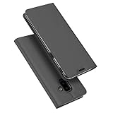 Verco Handyhülle für Galaxy J6+, Premium Handy Flip Cover für Samsung Galaxy J6 Plus Hülle [integr. Magnet] Book Case PU Leder Tasche, Schw
