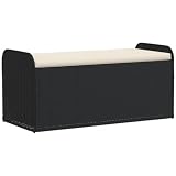 Outdoor Storage Bench with Cushion Patio Rattan Deck Box Storage Box for Furniture Cushion Garden T