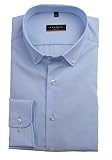 ETERNA Slim Fit Hemd Langarm Button Down Kragen Baumwolle hellblau Größe 43