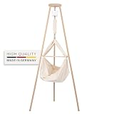 Lottili Baby Federwiege mit Motor & Gestell | lautloser Motor erlernt Deine vorgegebene Schwingung | GOTS & ÖKOTEX 100 Zertifiziert | Holzgestell | Made in Germany (Natur)