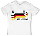 Baby T-Shirt Mädchen Jungen - 2026 Fussball WM Fanartikel - Deutschland Trikot mit Name und Nummer Germany - 12/18 Monate - Weiß - Deutschland. Tshirt Tshirt-Fussball fußball German S