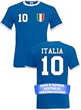 Herren T-Shirt Italien Trikot EM 2024 Italia mit eigenem Namen + Nummer - Blau S