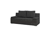 MOEBLO Sofa mit Schlaffunktion und Bettkasten, Couch für Wohnzimmer, Schlafsofa Federkern Sofagarnitur Polstersofa Wohnlandschaft mit Bettfunktion - Andrea (Schwarz+Schwarz (Berlin 02+ Soft 11))