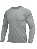 MAGCOMSEN UV Shirt Herren Langarmshirt UPF 50+ Trainingsshirt Männer Funktionsshirt Atmungsaktiv Fitness Shirt Outdoor Sport T-Shirt für Angeln Wandern Hellgrau L