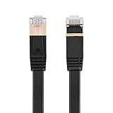 NIZUUONE Cat7 Hochgeschwindigkeitsgepanzerte Netzwerkkabel für Laptop -Computermodem, 1 M/1,8 M // 5m/8m/10m/15m Cat7 RJ45 Black Ethernet -Kabel (1m / 3,3 Fuß)
