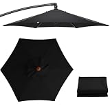 Generisch Sonnenschirm Ersatzbezug 300cm 6 Streben, UV-Schutz Sonnenschirm Ersatzbezüge, Wasserdicht Ampelschirm Bezug Für Hof, Garten, Strand, Pool(Schwarz,9.8ft)