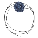 TEMPNAP Denim-blumenkragen Chokerhalsketten Für Blaue Halskette Sommerkette Denim-halskette Schwarze Halsbandkette Für Rote Rosenkette Legierung Sky-b