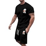Jungen-Anzugjacken-Set mit Krawatten, stilvolles Sommer-T-Shirt und Shorts, Outfit, leicht, atmungsaktiv, Athleisure-Sportbekleidung, 38 hoch, schmale Passform, Schwarz , XL