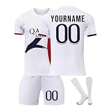 Personalisiertes Fußball Trikots Set 25/24 Hause/Auswärts Fußballtrikot Strips Fussball Trainingsanzug Sportshirt Junge Football Training Tshirts Shorts und Socken Anzug mit DIY Name Nummer 01